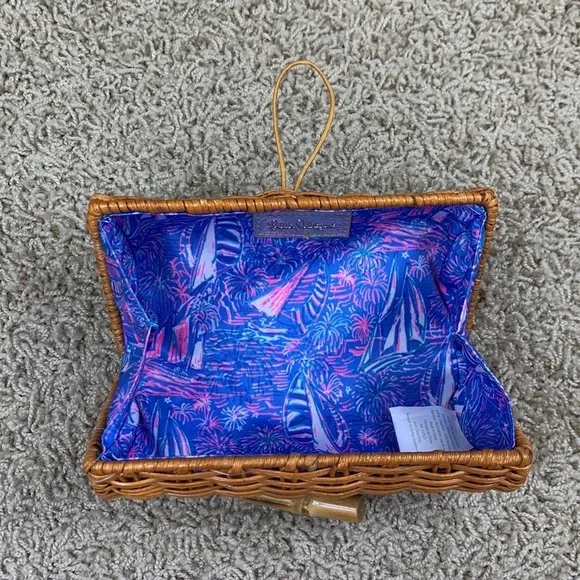 NWT Lilly Pulitzer GWP wicker case boca blue sailabration - Picture 3 of 6